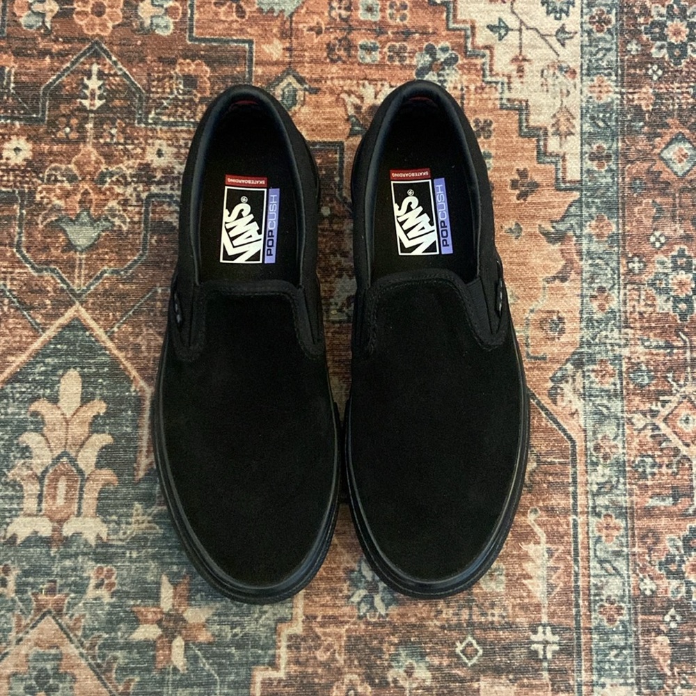 Vans slip on pro black out mens size 9.5